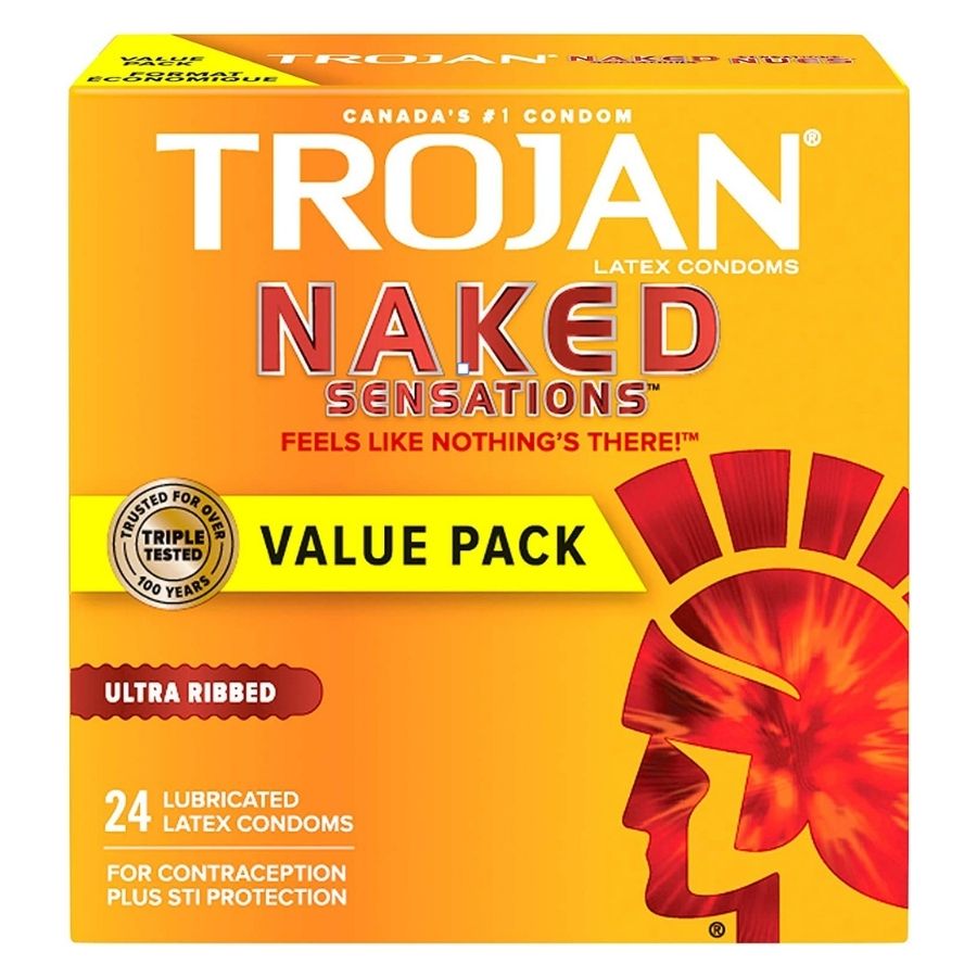 Trojan Naked Sensations Ultra Ribbed Lubricated Latex Condoms Count