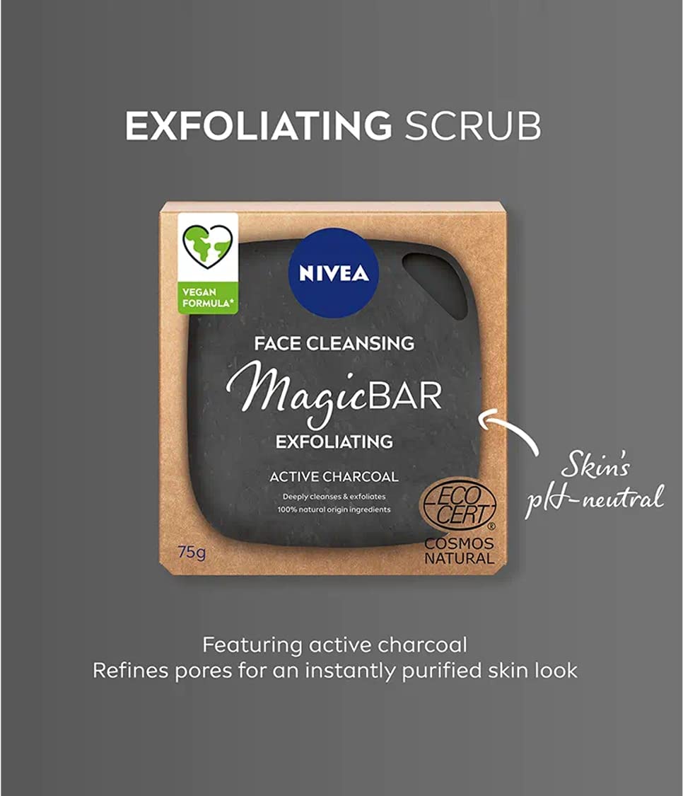 Nivea Magicbar Exfoliating Charcoal Face Cleansing Bar 75g Care And