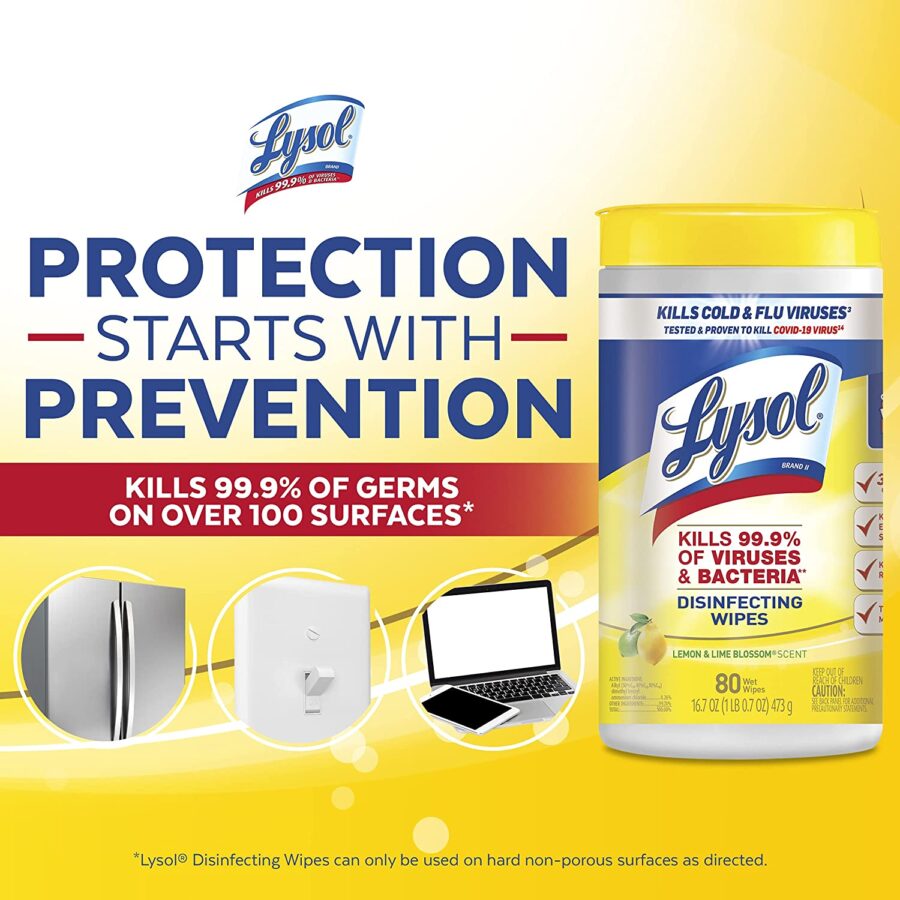 Lysol Disinfecting Surface Wipes, Spring Waterfall (80 Wipes