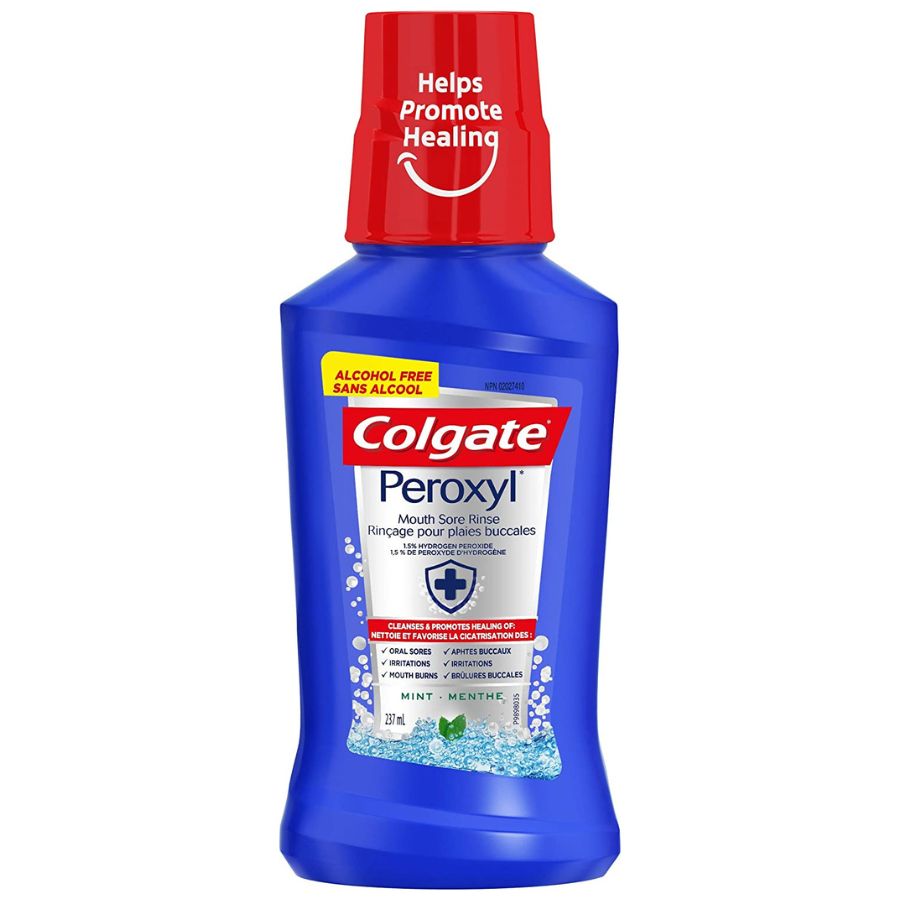 Colgate Peroxyl Mouth Sore Rinse, 1.5% Hydrogen Peroxide, Mint, 237 mL ...