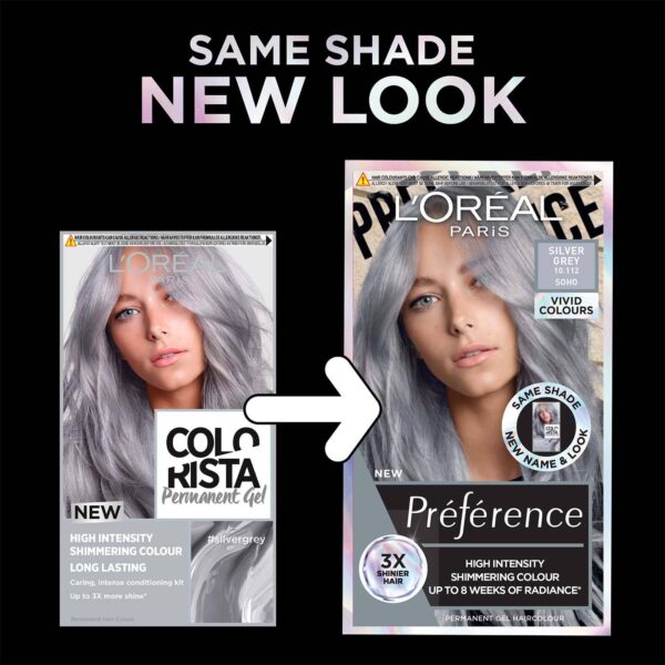 L'Oreal Paris Preference Vivids Permanent Gel Hair Dye, Silver Grey ,  long-lasting, high-intensity hair colour - Care and Shop
