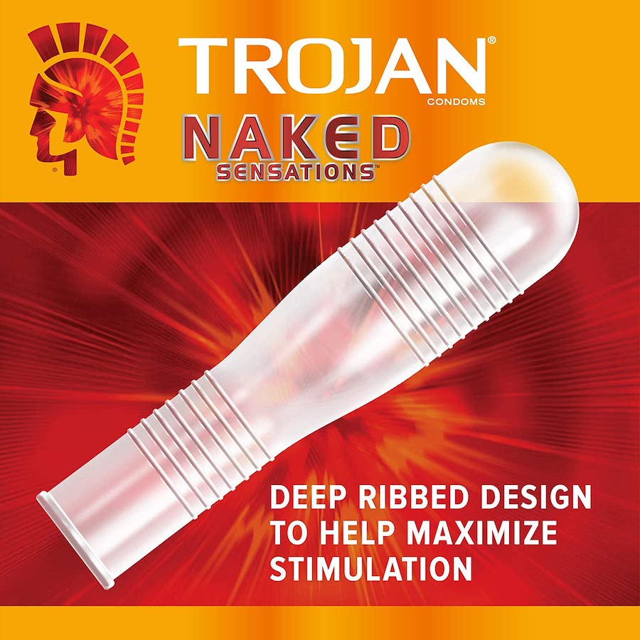 Trojan Naked Sensations Ultra Ribbed Lubricated Latex Condoms Count Care And Shop