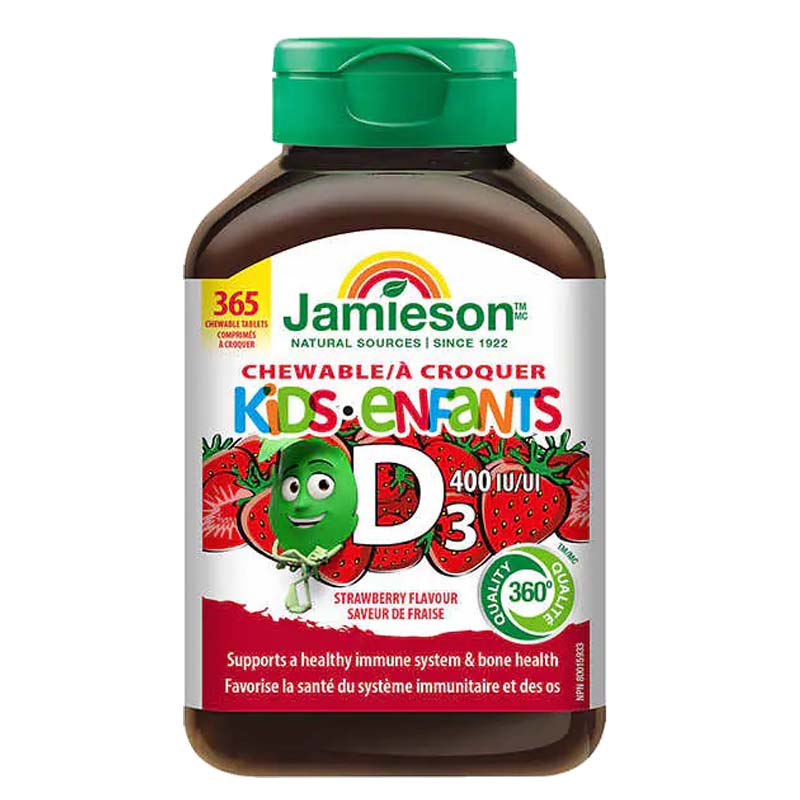 Jamieson Chewable Vitamin D3 for Kids 400 IU Strawberry Flavour 365