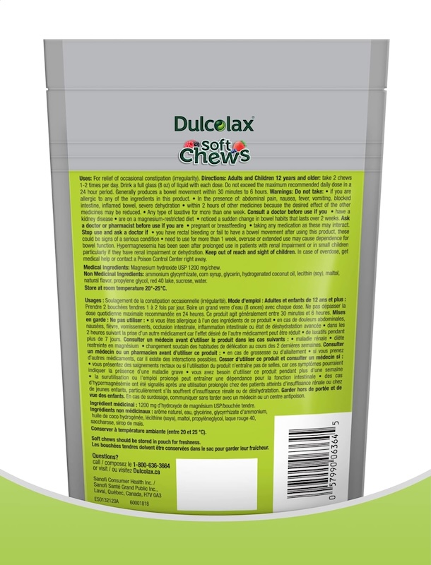 Dulcolax Soft Chews Laxative Mixed Berry 30 Count - Care And Shop