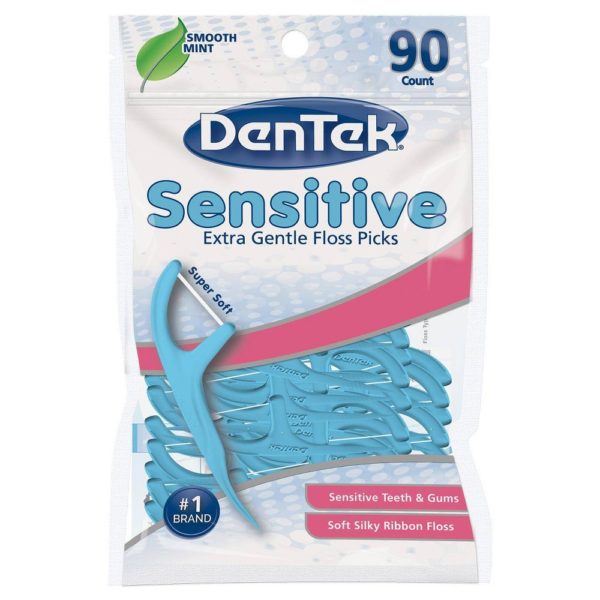 Dentek Sensitive Extra Gentle Floss Picks Super Soft Ribbon Floss for Sensitive Teeth and Gums 90 Picks