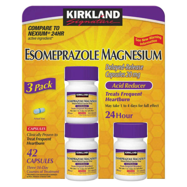 Kirkland Signature Esomeprazole Magnesium Acid Reducer 42 Capsules 20mg Delayed Release
