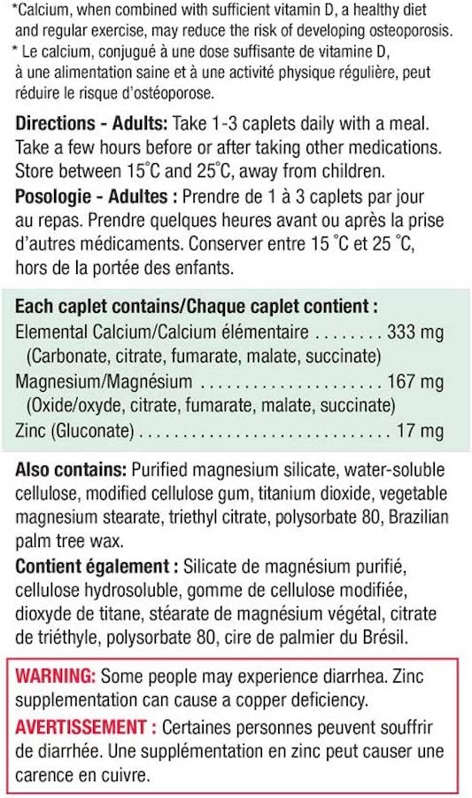 Jamieson Calcium Magnesium and Zinc, (100 + 100 Count) Care and Shop