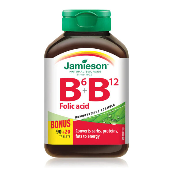 Jamieson Vitamin B6 + Vitamin B12 + Folic Acid 110 Tablets