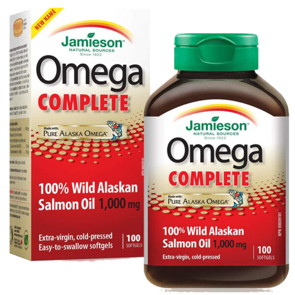 Jamieson Omega Complete 100% Wild Alaskan Salmon Oil 1,000 mg 100 Softgels