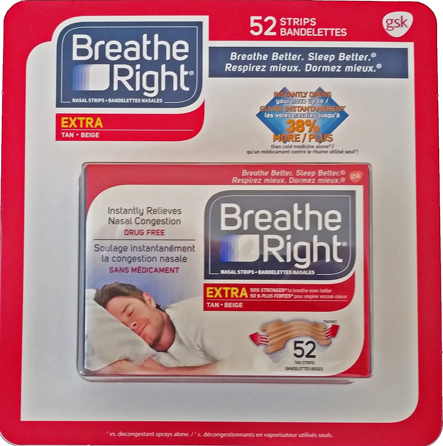 Breathe Right Extra Nasal Strip, 52 Strips (Tan) (Copy) - Care and Shop