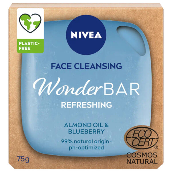 NIVEA MagicBAR Refreshing Almond Oil Face Cleansing Bar (75g), Vegan Face Cleanser, Plastic-Free Facial Cleansing Bar, Facial Cleanser with Recyclable Packaging