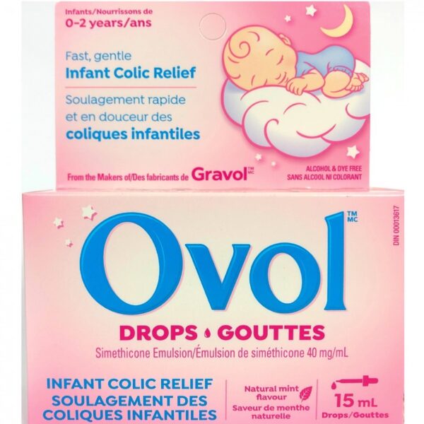 Ovol Kids for infant babies - Fast, Gentle Infant Colic Relief Made in Canada 15mL