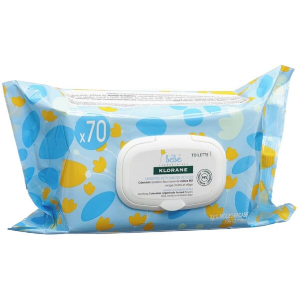 Klorane Cleansing Baby wipes with soothing Calendula 70 count