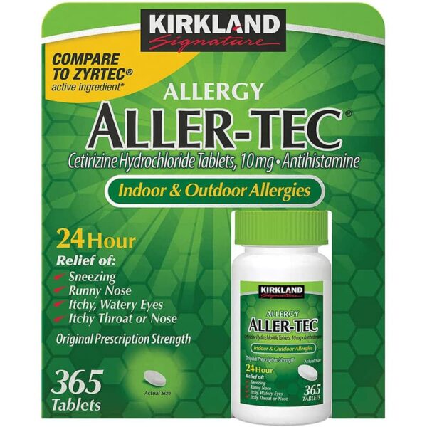 Kirkland Signature Funlbh Aller-Tec Cetirizine Hcl 10 Mg Antihistamine Tablets, 365 Tablets