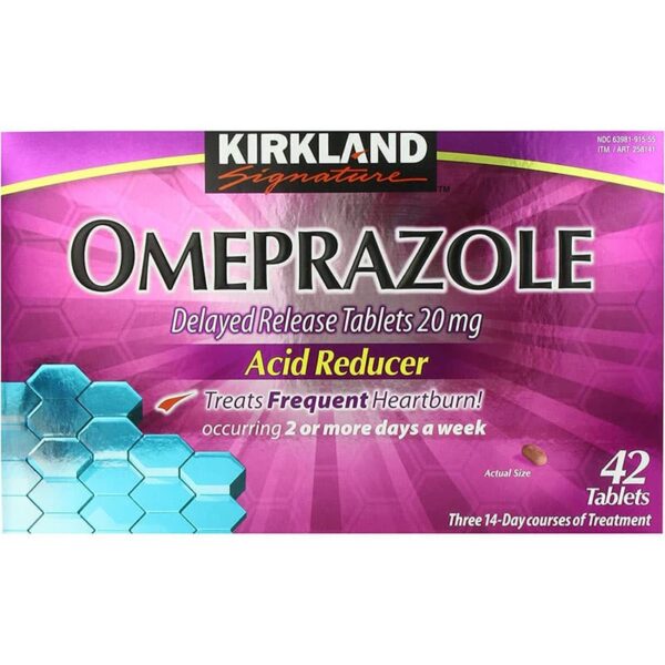 Kirkland Signature Omeprazole Delayed Release, Acid Reducer Tablets 20 Mg, 42 Count
