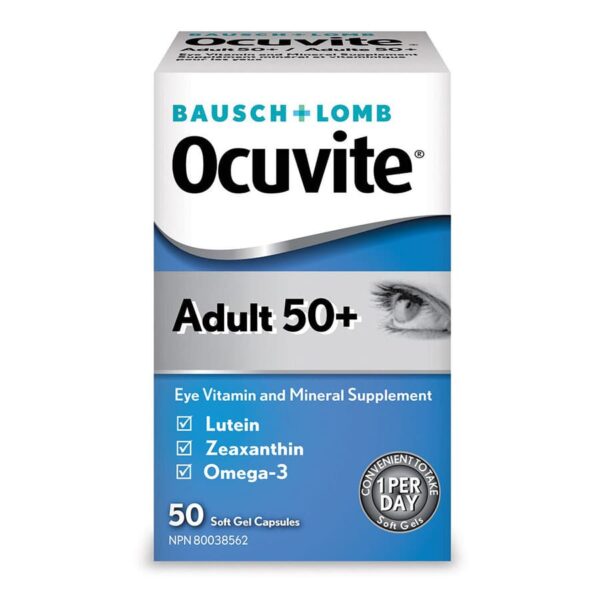 Bausch & Lomb Ocuvite Adult 50+ Eye Vitamin and Mineral Supplement 50 Soft Gel