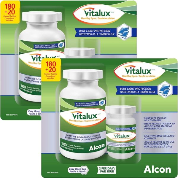 Vitalux Healthy Eyes Ocular Multivitamin/No beta-carotene, complete multivitamin for eyes, 180 coated tablets (2 Bottles)
