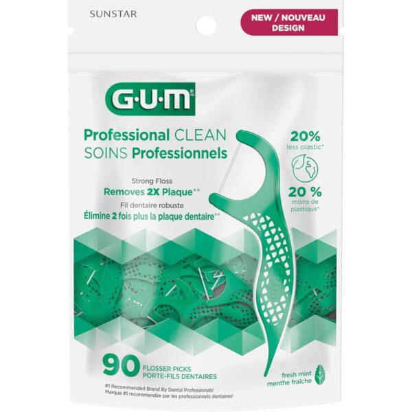 خيوط تنظيف الأسنان الاحترافية من GUM بنكهة النعناع المنعش، 90 خيط تنظيف أسنان