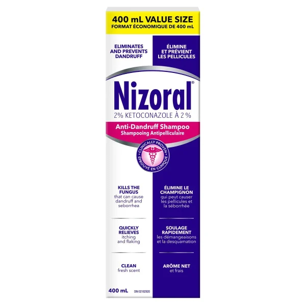 Nizoral Anti-Dandruff Shampoo with 2% Ketoconazole, Fresh Scent, 400ml