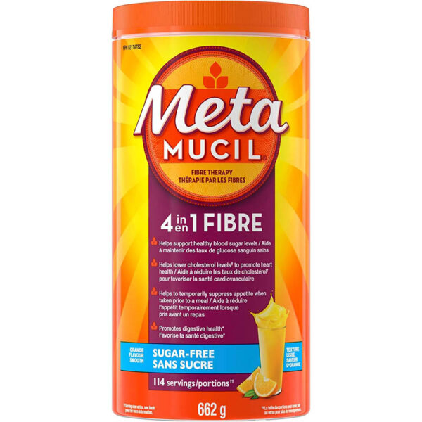 Metamucil Sugar-Free, 4-in-1 Fibre for Digestive Health Orange 114 Servings