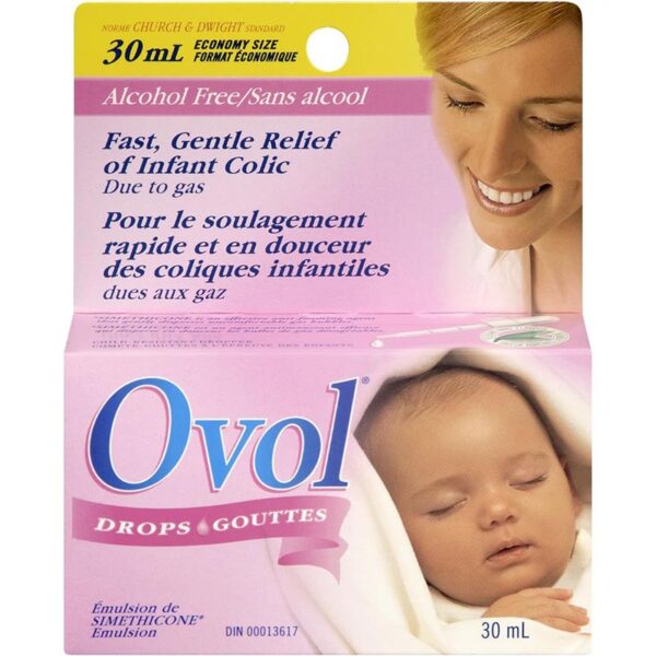 OVOL Infant DROPS for Fast & Gentle Relief of Infant Colic Gas 30 ml Made in Canada