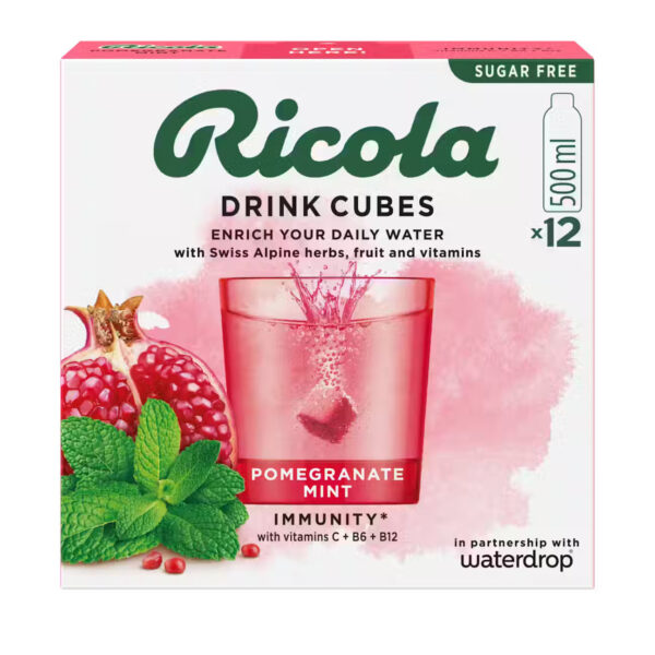 Ricola Drink Cubes Pomegranate Mint Sugar Free, 12 Cubes