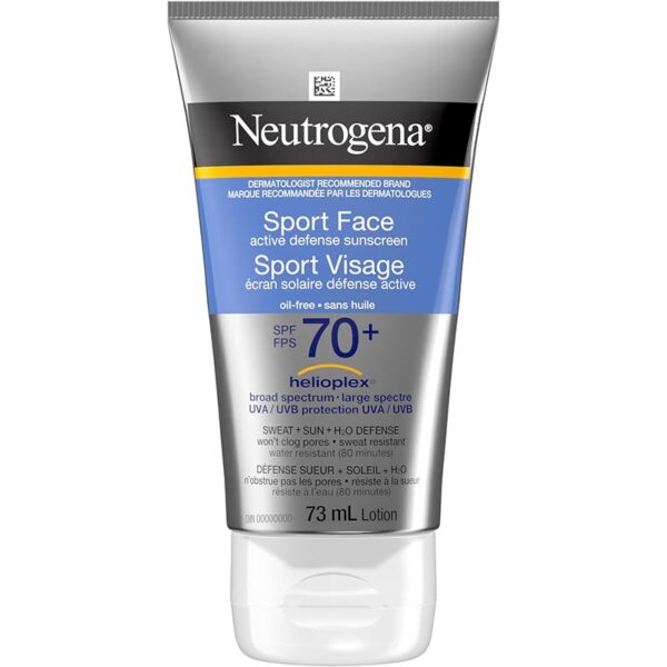 Neutrogena Sport Face Oil-Free Lotion Sunscreen with Broad Spectrum SPF 70+, Sweatproof & Waterproof Active Sunscreen 73ml