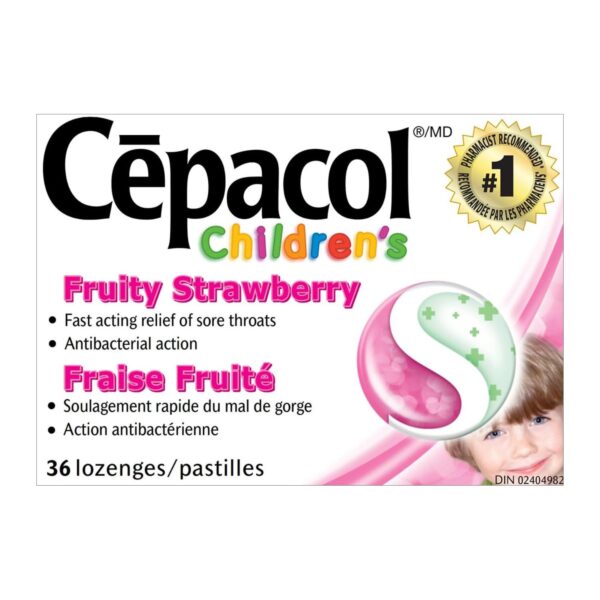 Cepacol Children's Fruity Strawberry, Sore Throat lozenges 36 count