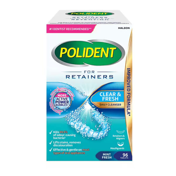 Polident For Retainers Mint Fresh Clear & Fresh Daily Cleanser (96 ct)
