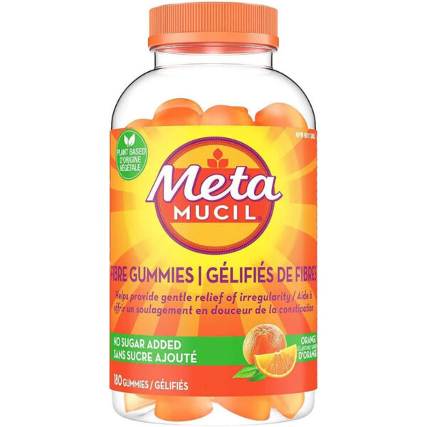 Metamucil Fibre Gummies Plant Based & No Sugar Added, Help Provide Gentle Relief of Irregularity - 180 Gummies